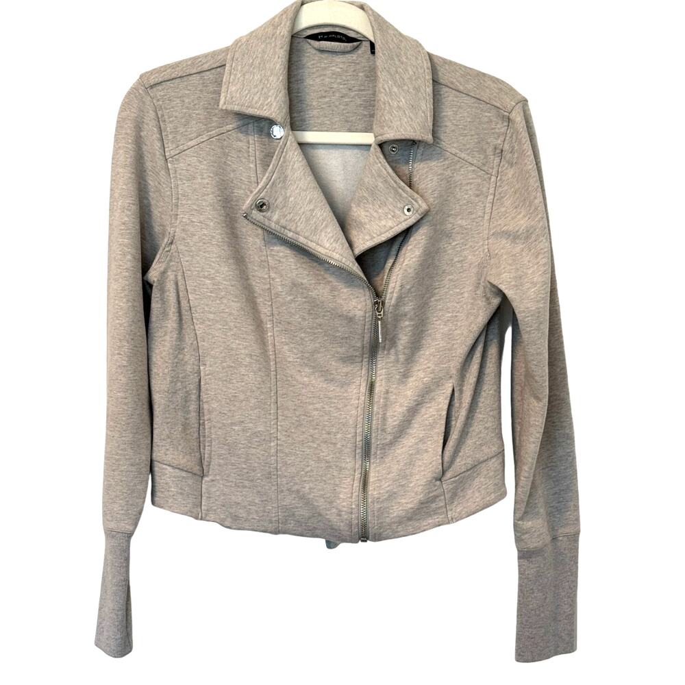 H by‎ Halston Cotton Jersey Cropped Moto Jacket